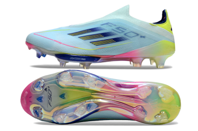 Adidas F50+ Lightstrike Elite Laceless FG Low-Tops Football Boots - Blue/Yellow/Pink