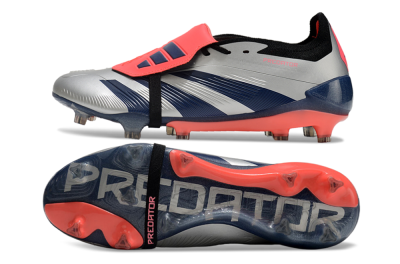 Adidas Predator Elite Foldover Tongue FG Low-Tops Football Boots - Silver/Blue/Red
