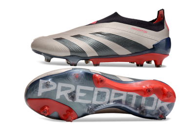 Adidas Predator Elite Laceless FG Low-Tops Football Boots - Platinum Metallic/Aurora Black/Carbon
