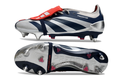 Adidas Predator Elite Foldover Tongue SG Low-Tops Football Boots - Silver/Blue/Red