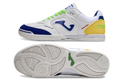 Joma Top Flex IC Low-Tops Football Shoes - White/Blue/Yellow