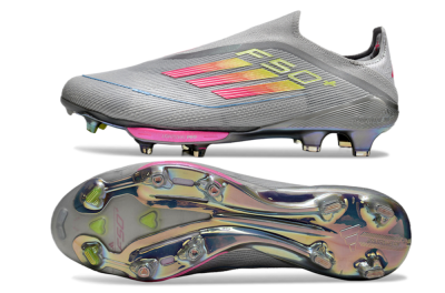 Adidas F50+ Lightstrike Elite Laceless FG Low-Tops Football Boots - Grey/Pink/Yellow