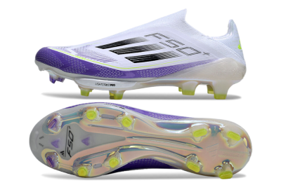 Adidas F50+ Elite Lightstrike Pro Laceless FG Low-Tops Football Boots - White/Purple/Black