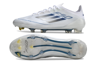 Adidas F50 Elite FG Low-Tops Football Boots - White/Silver/Blue