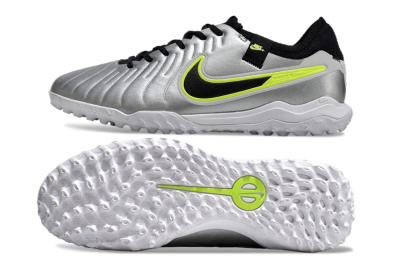 Nike Tiempo Legend 10 Pro TF Low-Tops Football Shoes - Silver/Black/Yellow