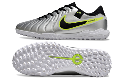 Nike Tiempo Legend 10 TF Low-Tops Football Shoes - Silver/Black/Yellow