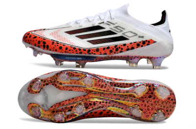 Adidas F50+ Lightstrike Elite FG Low-Tops Football Boots - White/Black/Leopard