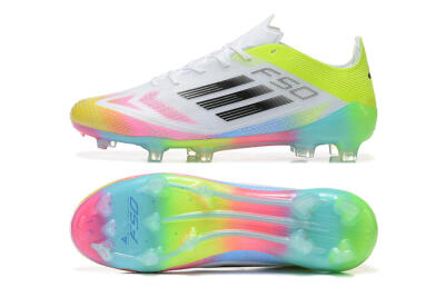 Adidas F50 Elite FG Low-Tops Football Boots - White/Pink/Yellow