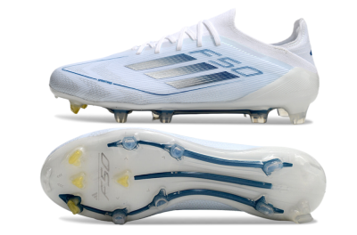 Adidas F50 Elite FG Low-Tops Football Boots - White/Silver/Blue