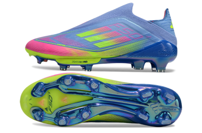 Adidas F50+ Elite Lightstrike Pro Laceless FG Low-Tops Football Boots - Blue/Pink/Yellow