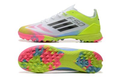 Adidas F50 Pro TF Low-Tops Football Shoes - White/Pink/Black/Yellow