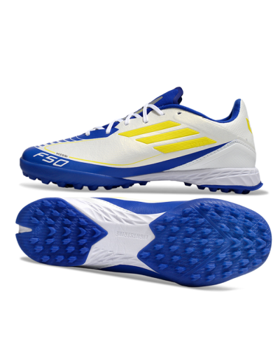 Messi x Adidas F50 Pro TF Low-Tops Football Shoes - White/Yellow/Blue