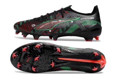 Puma Ultra Ultimate FG Low-Tops Football Boots - Black/Red/Green