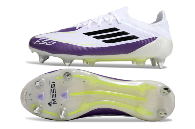 Messi x Adidas F50 Elite SG Low-Tops Football Boots - White/Black/Purple