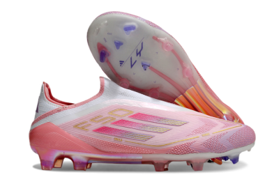 Adidas F50 Elite Laceless FG Low-Tops Football Boots - White/Pink/Gold
