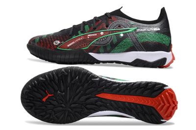 Puma Ultra Ultimate TF Low-Tops Football Shoes - Black/Red/Green