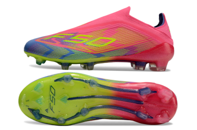 Adidas F50 Elite Laceless FG Low-Tops Football Boots - Pink/Blue/Yellow