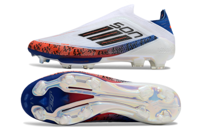 Adidas F50 Elite Lightstrike Pro Laceless FG Low-Tops Football Boots - White/Orange/Blue
