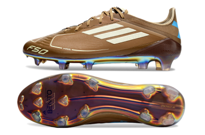 Messi x Adidas F50 Elite FG Low-Tops Football Boots - Brown/White/Blue