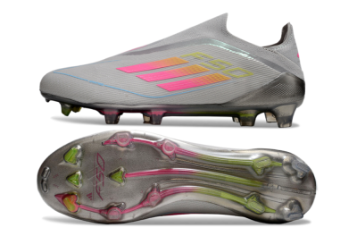 Adidas F50 Elite Laceless FG Low-Tops Football Boots - Grey/Pink/Yellow