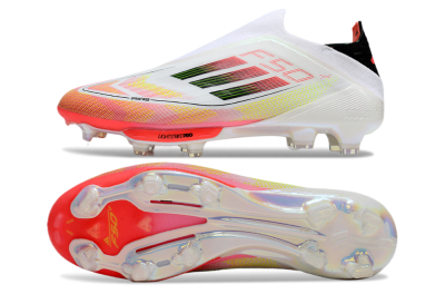 Adidas F50 Elite Lightstrike Laceless FG Low-Tops Football Boots - White/Red/Yellow