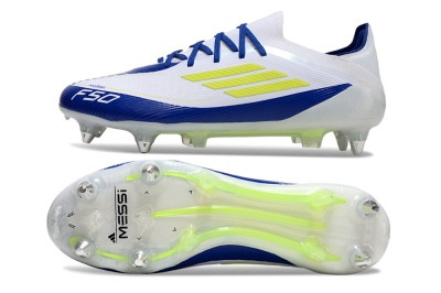 Adidas F50 Elite SG Low-Tops Football Boots - White/Blue/Yellow