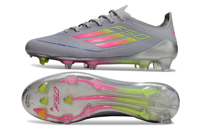 Adidas F50 Elite FG Low-Tops Football Boots - Grey/Pink/Yellow