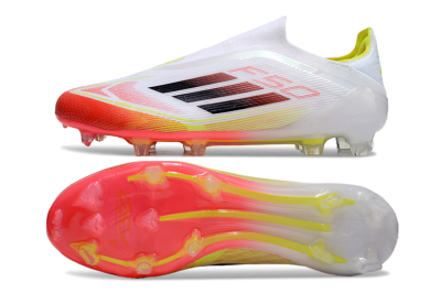 Adidas F50 Elite Laceless FG Low-Tops Football Boots - White/Red/Yellow