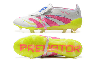 Adidas Predator Elite 25 Foldover Tongue FG Low-Tops Football Boots - White/Pink/Blue/Yellow