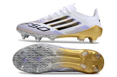 Adidas F50 Elite SG Low-Tops Football Boots - White/Blue/Black/Gold
