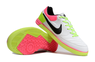 Nike Street Gato IC Low-Tops Football Shoes - White/Black/Pink/Yellow