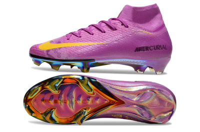 Nike Air Zoom Mercurial Superfly 10 Elite FG High-Tops Football Boots - Purple/Yellow/Gold