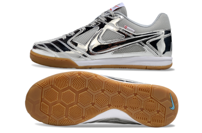 Nike Street Gato IC Low-Tops Football Shoes - Silver/White/Brown