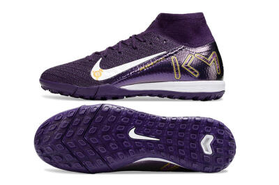 Nike Air Zoom Mercurial Superfly 10 Elite TF High-Tops Football Shoes - Purple/White/Gold