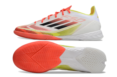 Adidas F50 Pro IC Low-Tops Football Shoes - White/Red/Yellow