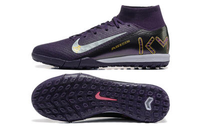 Nike Air Zoom Mercurial Superfly 10 Elite TF High-Tops Football Shoes - Purple/White/Gold