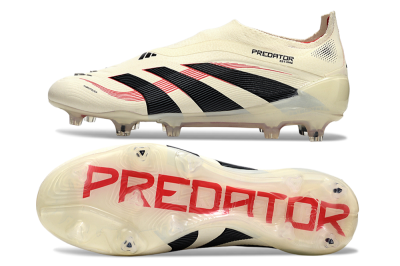 Adidas Predator Elite 25 Laceless FG Low-Tops Football Boots - Beige/Black/Red
