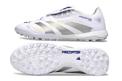 Adidas Predator Elite Foldover Tongue TF Low-Tops Football Shoes - White/Silver/Blue