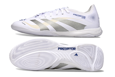 Adidas Predator 25 Elite IC Low-Tops Football Shoes - White/Silver/Blue