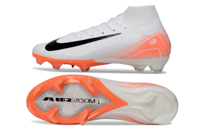 Nike Air Zoom Mercurial Superfly 10 Elite FG High-Tops Football Boots - White/Black/Orange
