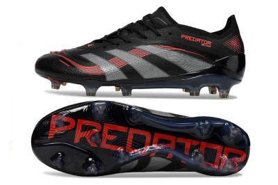 Adidas Predator 25 Elite FG Low-Tops Football Boots - Black/Grey/Red