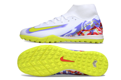 Nike Air Zoom Mercurial Superfly 10 Academy TF High-Tops Football Shoes - White/Purple/Yellow/Red