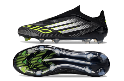 Adidas F50 Elite Laceless FG Low-Tops Football Boots - Black/Silver/Yellow