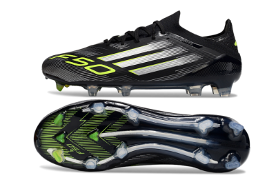 Adidas F50 Elite FG Low-Tops Football Boots - Black/Silver/Yellow