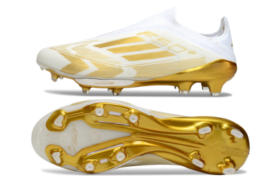 Adidas F50+ Elite Lightstrike Pro Laceless FG Low-Tops Football Boots - White/Gold
