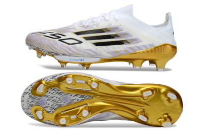 Adidas F50+ Elite Lightstrike Pro FG Low-Tops Football Boots - White/Black/Gold