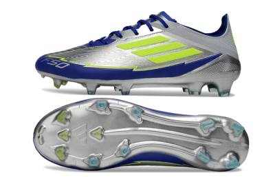 Messi x Adidas F50 Elite FG Low-Tops Football Boots - Silver/Yellow/Blue