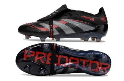 Adidas Predator 25 Elite Foldover Tongue FG Low-Tops Football Boots - Black/Silver/Red