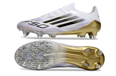 Adidas F50 Elite SG Low-Tops Football Boots - White/Purple/Gold
