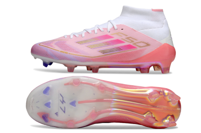 Adidas F50 Elite Mid FG High-Tops Football Boots - Pink/Gold/White